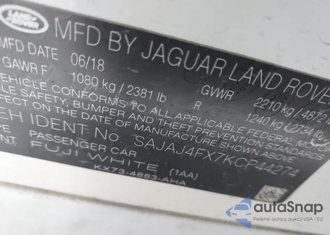 2019 Jaguar Xe 25T Premium из США, поврежденный, VIN SAJAJ4FX7KCP44274